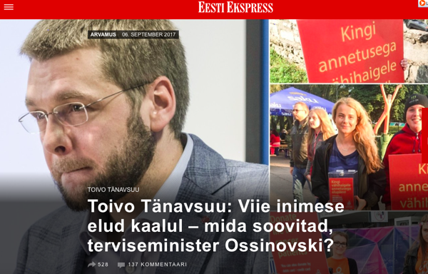 Toivo Tänavsuu: viie inimese elu on kaalul – mida soovitad, terviseminister Ossinovski?